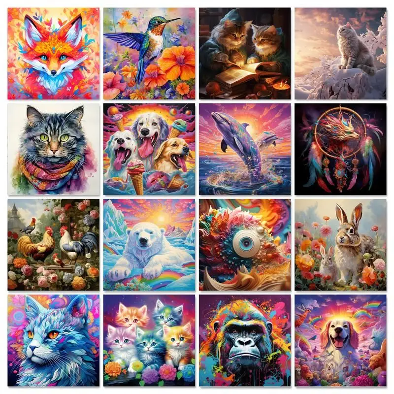 

GATYZTORY Diamond Art Painting Animal Handmade Embroidery Hobby Creative Diy 40x40cm Needlework Picture Of Rhinestones