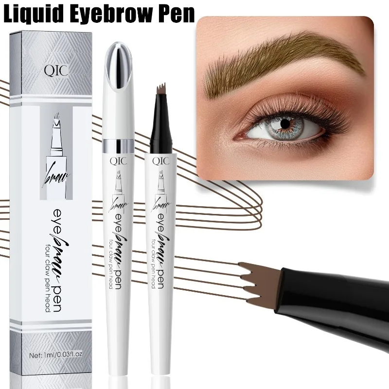 防水液体アイブロウペンシル 4 爪分割ヘッド速乾性長持ち高演色性すべての肌タイプの眉毛用 1 個