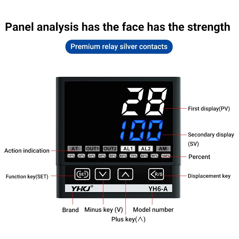 Digital PID Intelligent Temperature Controller YH6-AK1220/BK1220/DK1220/EK1220 SSR Relay Dual Output 4-20mA Thermoregulator