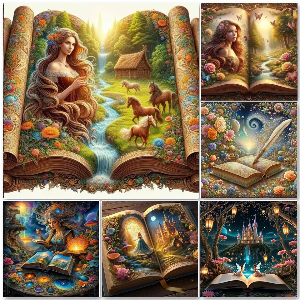 Diamond Painting Cross Stitch Magic Book Fairy Castle Set for Embroidery Mosaic Fantasy Dream Landscape 5D DIY Home Decor