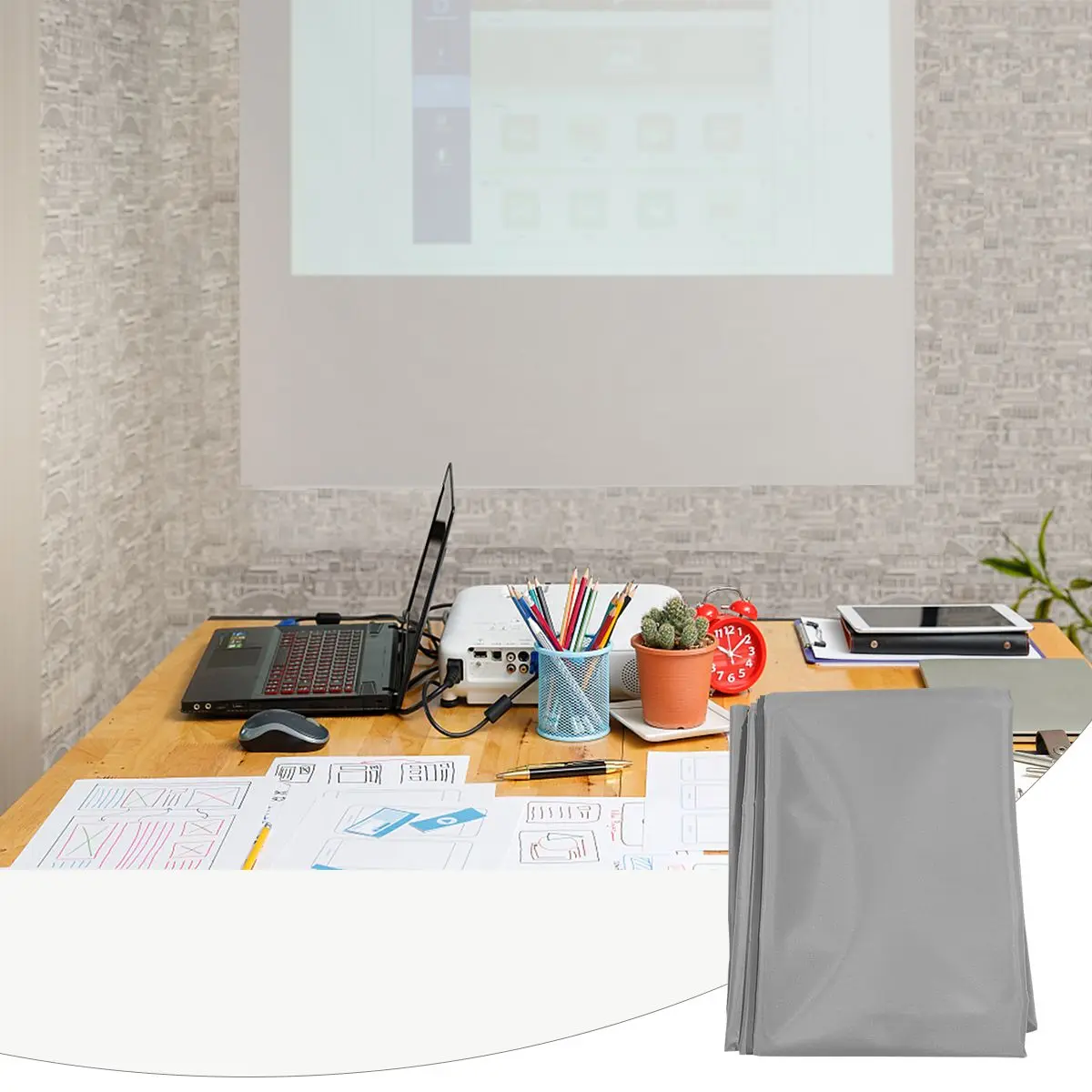 شاشة عرض 100 بوصة قابلة للطي، ستارة عرض محمولة للاستخدام الخارجي، قماش متين 16-9