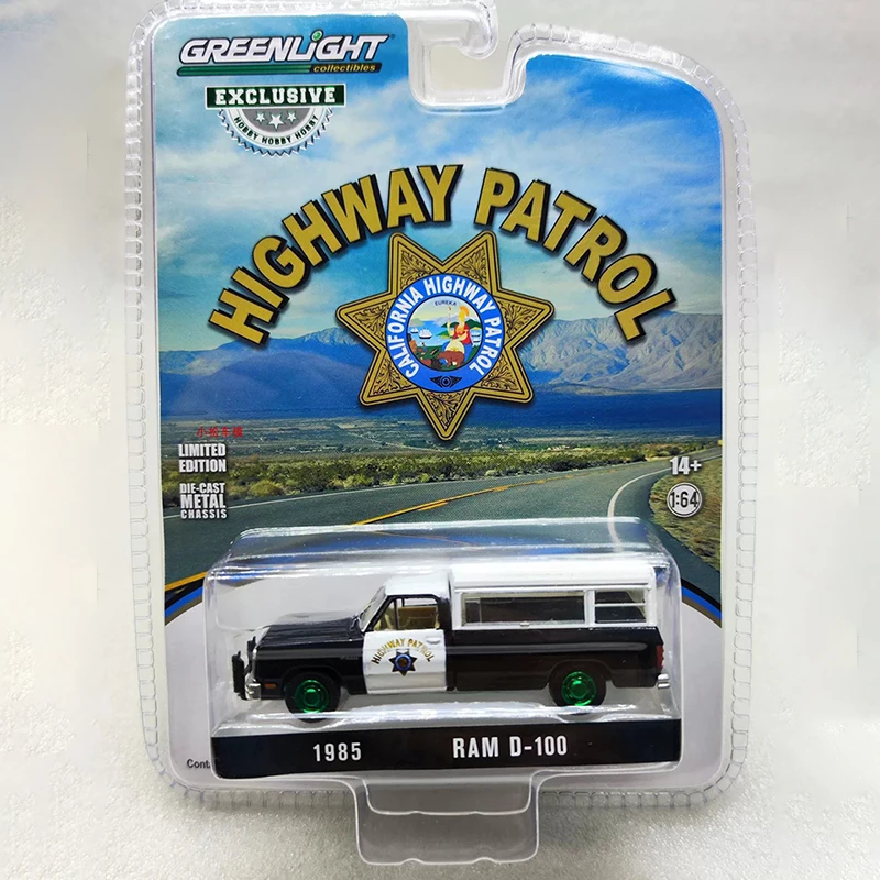 GreenLight 1:64 Scale 1985 Ram D-100 Highway Green Machine Patrol Alloy Car Model Static Collection Decorated Holiday Gifts