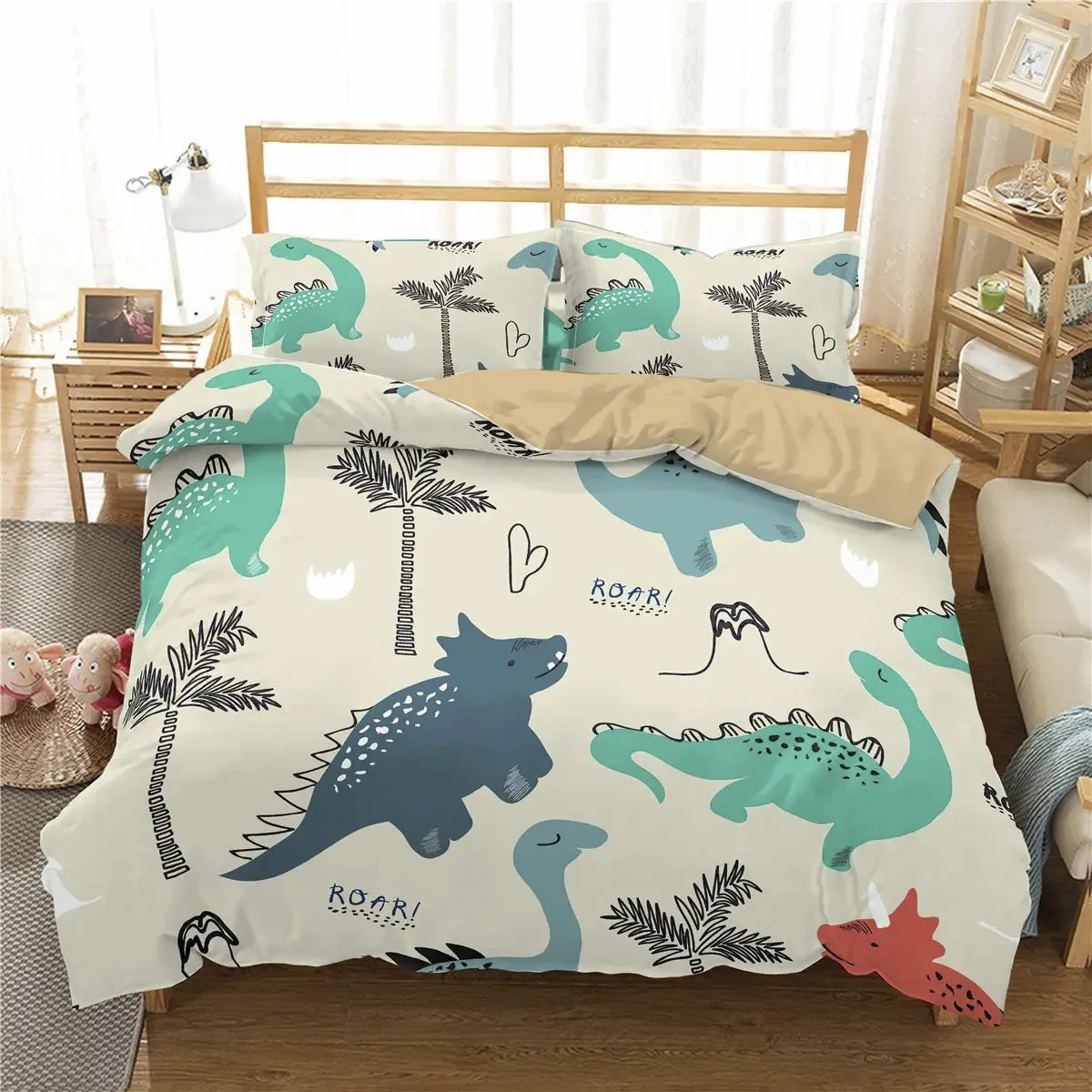 

Duvet Cover Cute Dinosaur Kids 3D Cartoon Animal Bedding Set Full Queen Microfiber Quilt Cover For Boy Girl Child Bedroom Decor