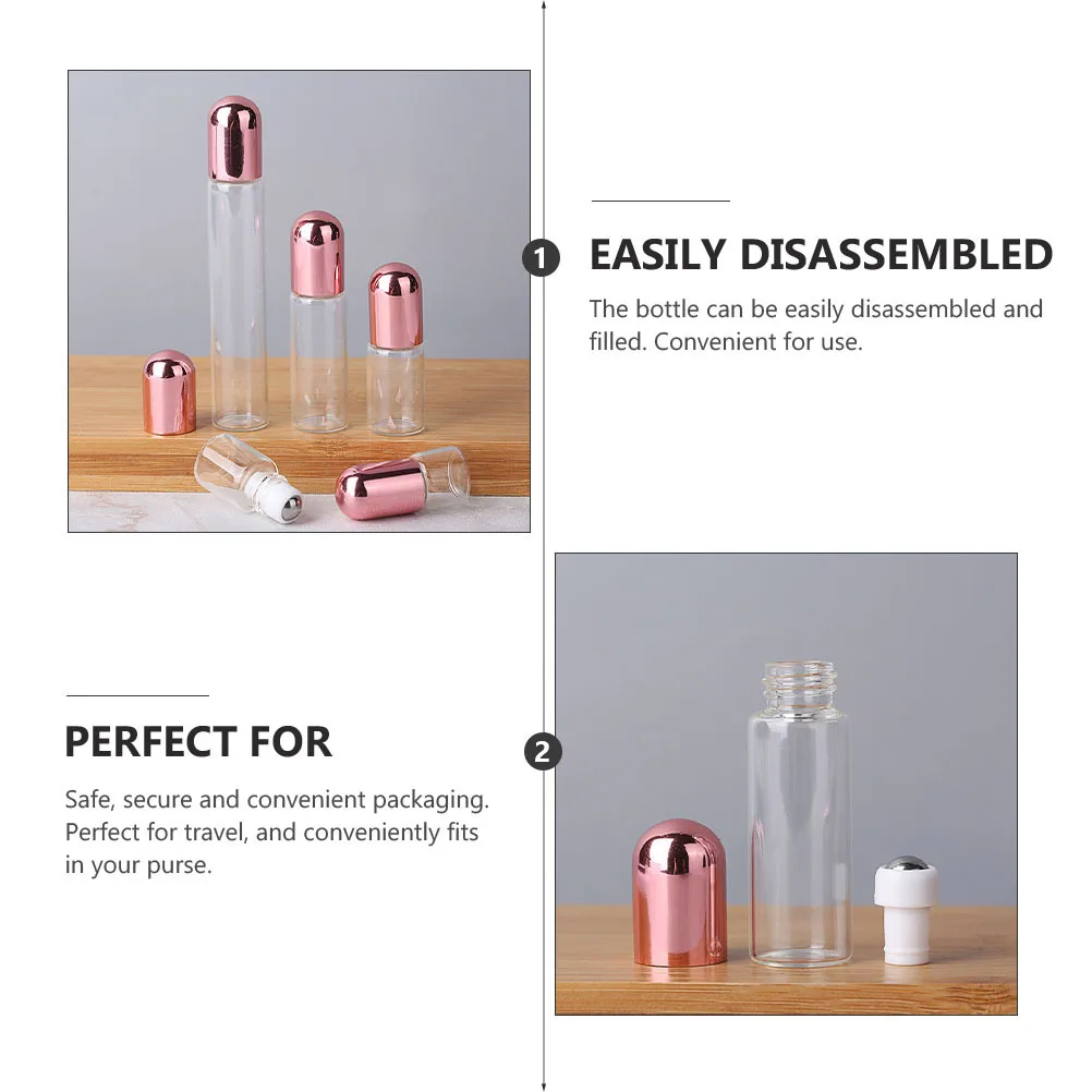 Bottiglie a rullo in vetro trasparente da 10 pezzi Dispenser di olio essenziale da 1 ml con parte superiore roll-on per contenitore sottopacchetto per la cura del viso e del corpo riutilizzabile