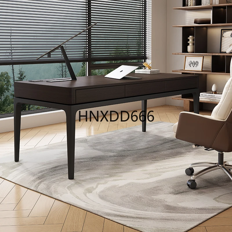 مكتب دراسة منزلي فاخر من الخشب المدخن للاستخدام المكتبي #3