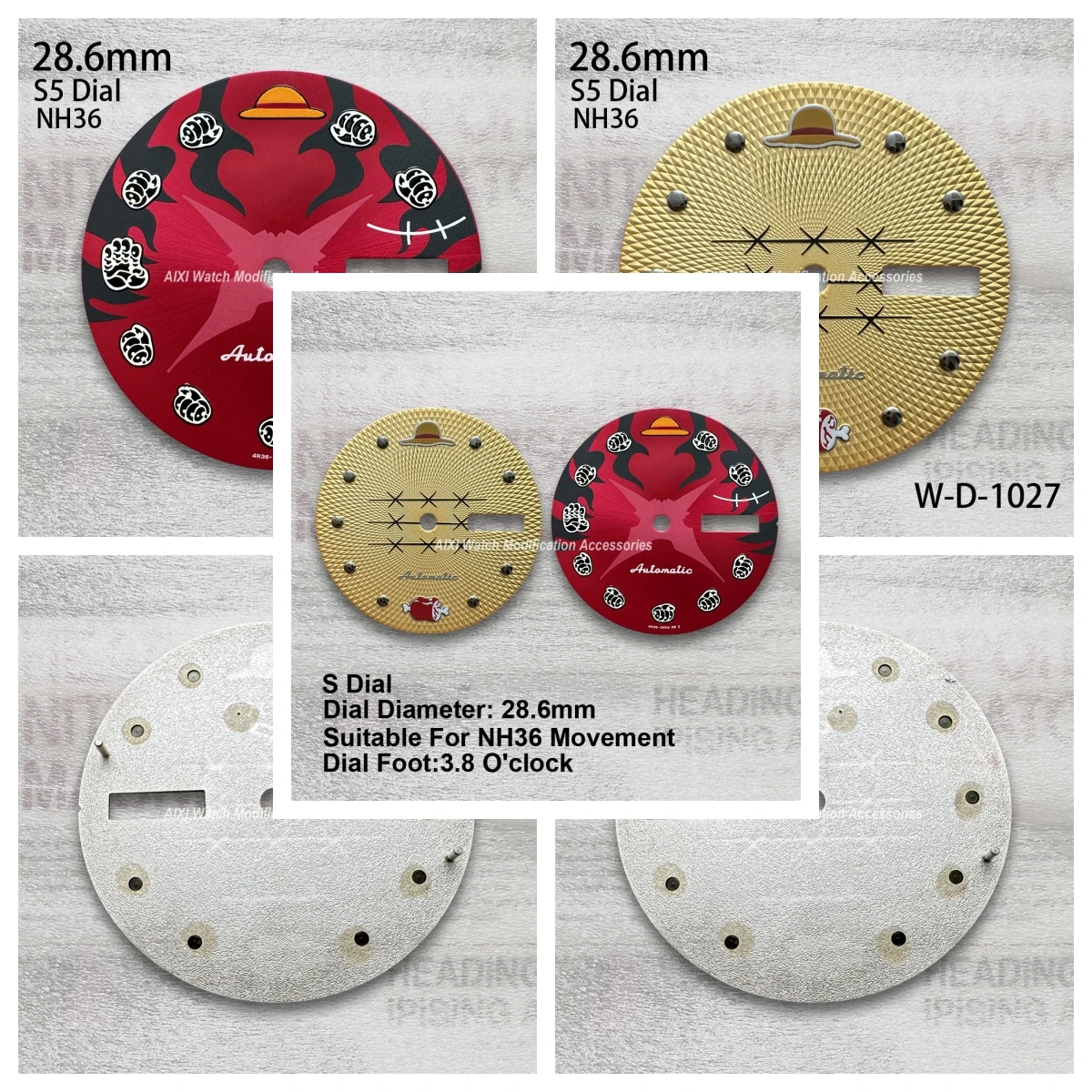 

28.6mm S5 Logo High Quality Straw Hat Dial Fit NH36 Movement Dual Calendar High Quality Watch Modification Accessories 3.8 o'cl