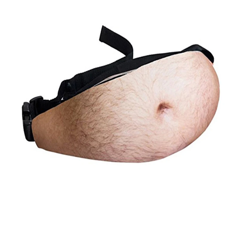 

3D Belly Pocket Waist Bag PU Novelty Men Beer Belly Waist Bag Travel Mobile Phone Anti-theft Storage Bag Waist Bag Travel Bag