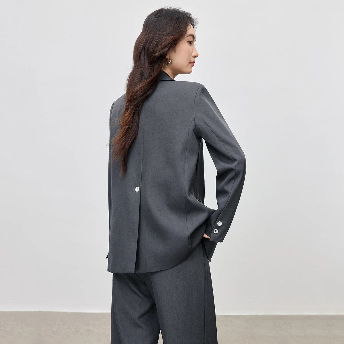 SENTUBILA Women's Blazer Set 2026 Autumn Split Hem Blazer & Zipper Front Trousers Office Commuter Simple Female Outfit 153ZE2168