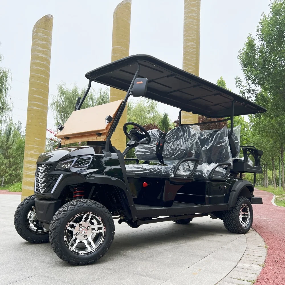 Street Legal Black Club Car Lifted 6 Passenger Brand New Powerful 4 Wheel 2/4/8 Seater Electric Golf Buggy Cart with Rain Cover