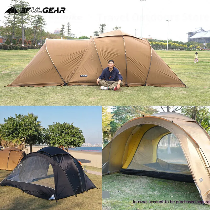 3F UL GEAR 13㎡ Conch Tunnel Tent 40D Nylon Waterproof Outdoor 3-4 Persons Family Garden Camping Tent Large Space 4 Seasons Tent