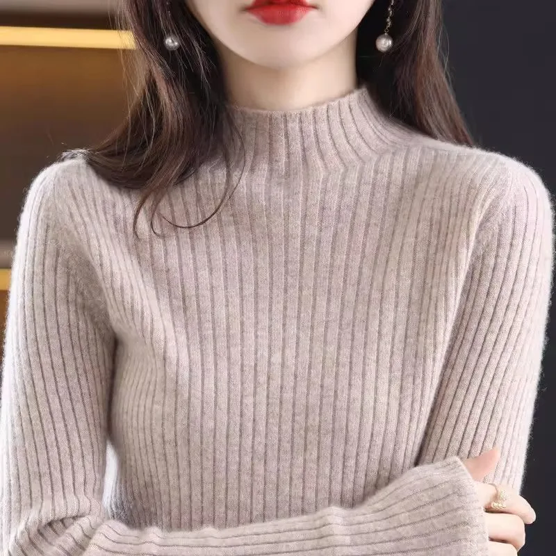 

Women's Slim Fit Long Sve Crew Ne Knitwear Base irt Straight Tube Inner Wear Faionable Autumn New Sle Commute Sle