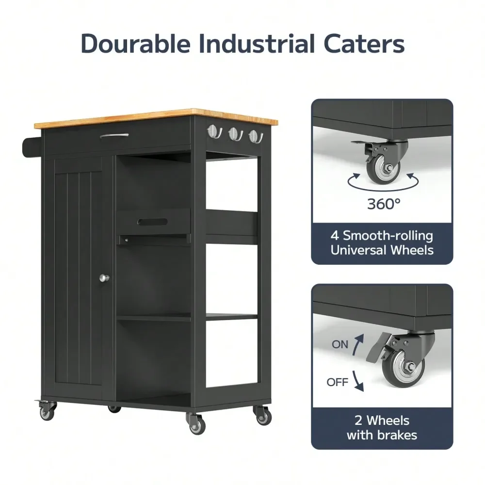 

Кухонный остров-тележка для организации пространства на кухне, тележка-остров с выдвижным подносом, передвижная тележка-органайзер 27.6W с выдвижным ящиком, для кабинета