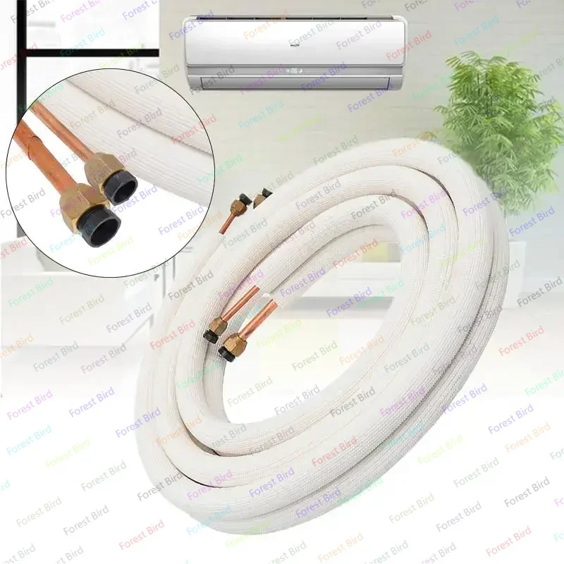 7m 1/4'' 3/8'' Air Conditioner Pipes Insulated Copper Pipe Fittings Pair Coil Tube Split Line Wire Set Air Conditioner