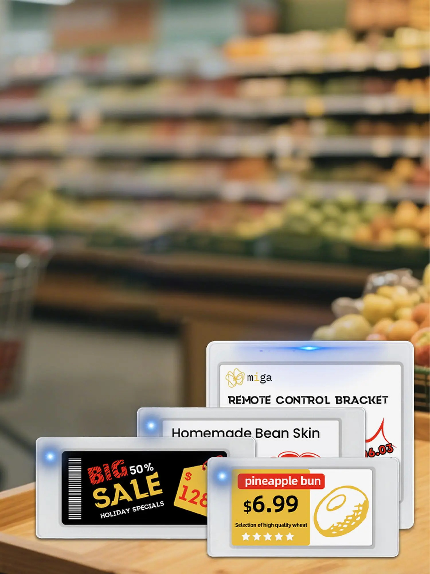 2개 2.9인치 전자 선반 라벨 Eink 디지털 선반 라벨 슈퍼마켓 가격표