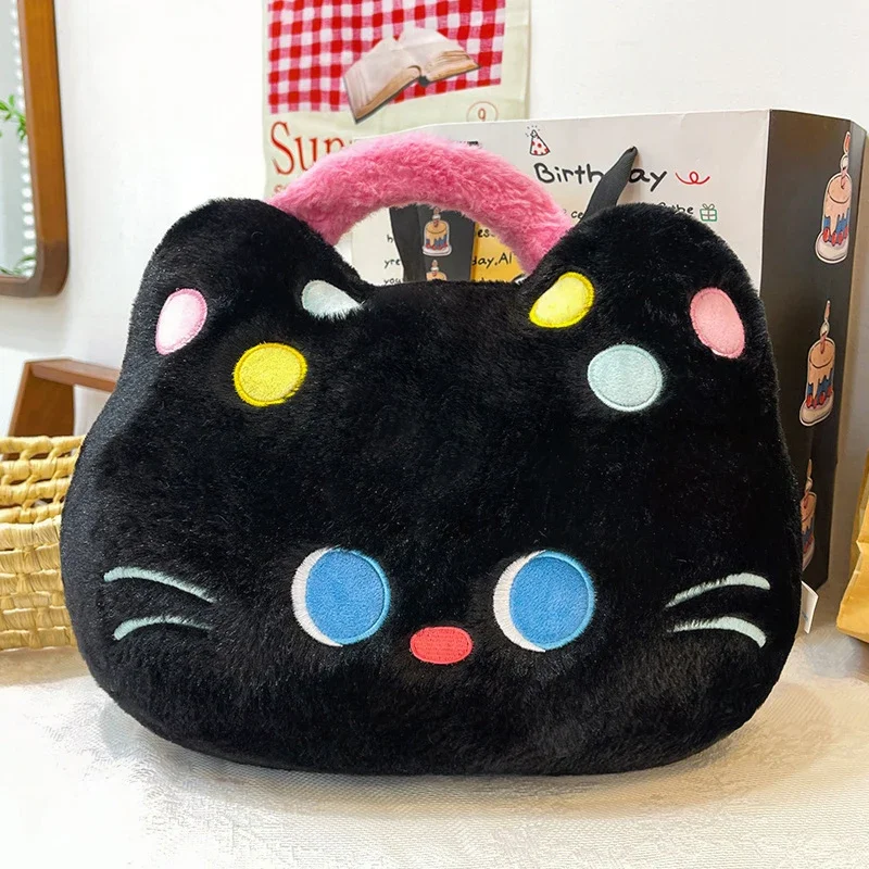 

Милая плюшевая игрушка: черный кот, радужная подушка-обнимашка для детей, мягкая плюшевая игрушка с наполнителем, подарок на день рождения
