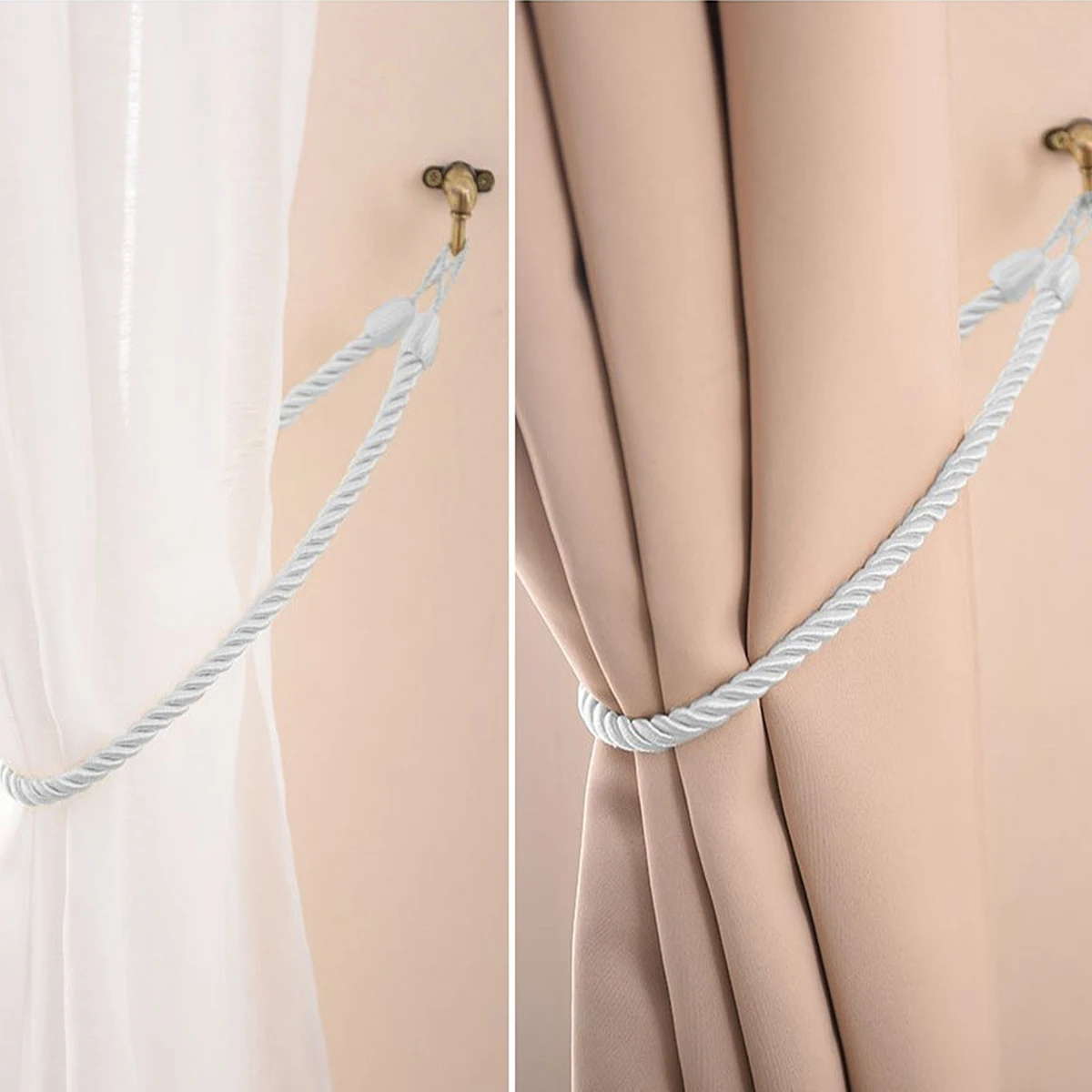 2Pcs Curtain Tiebacks Ropes TieBack Handmade Curtain Holdbacks Curtains Clips Tied Strap Holder Home Accessories Decorative