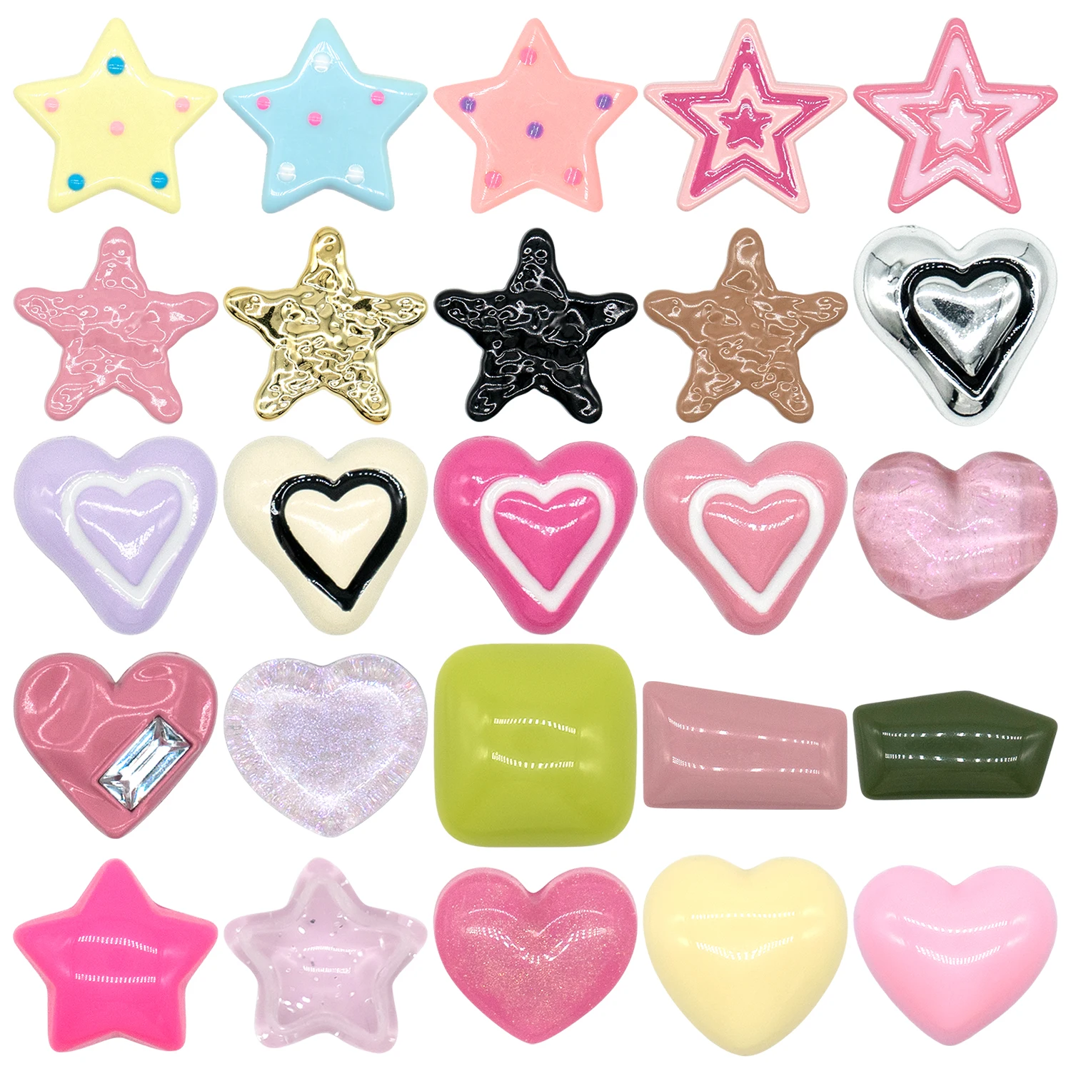 1pcs Pentagram Heart Acrylic Shoe Charms for Women BIrregular Shapes Shoe Clips Decorations Pink Yellow Garden Sandls Accessorie