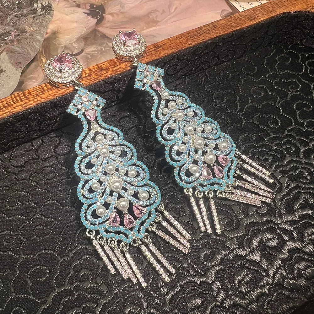 

Fashion Chinese knots drop-shaped tassel earrings ETHNIC gorgeous wedding jewelry