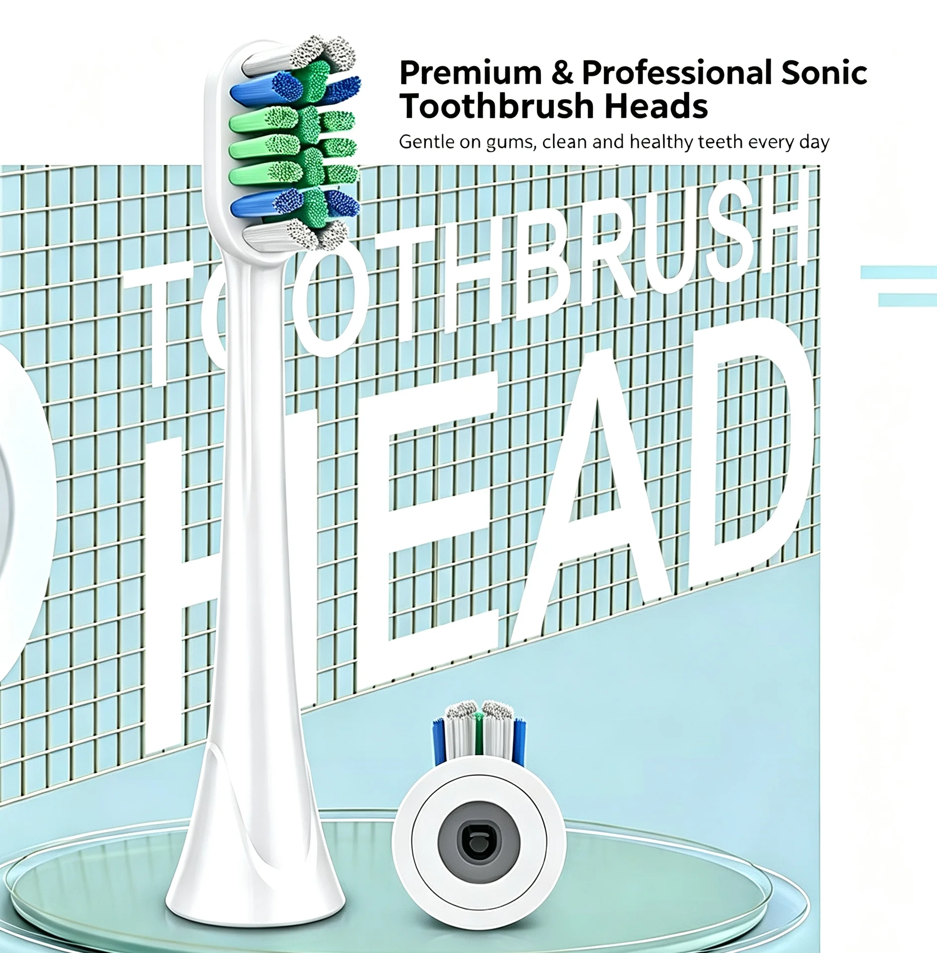 Replacement Toothbrush Brush Heads Compatible with Philips Sonic Are and More Click-on Handles 2100 4100 5100 5300 6100 6500 750