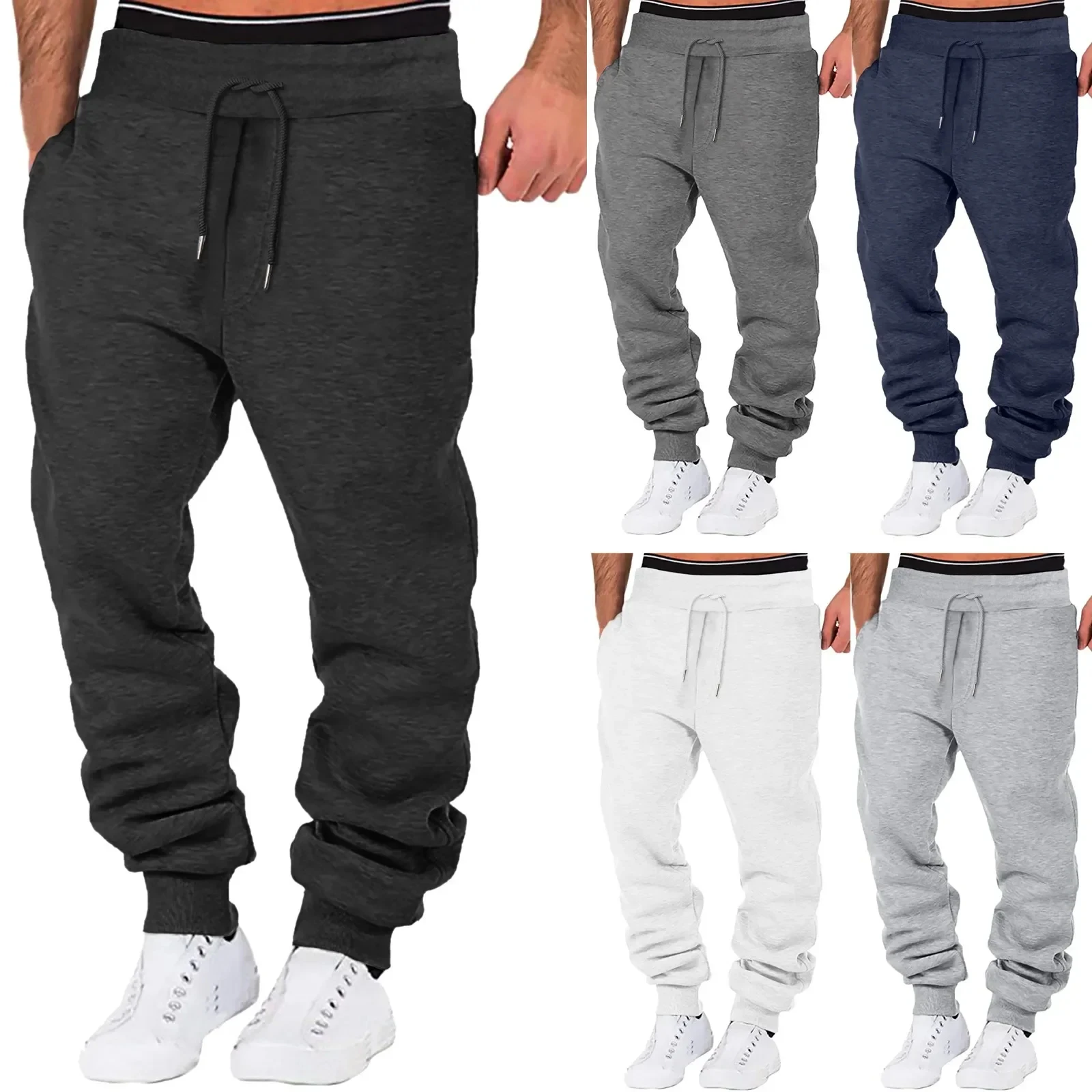 

Popular men's and women's sports pants paired with velvet pants, slim fit fitness outdoor jogging pants, casual knot sports pant