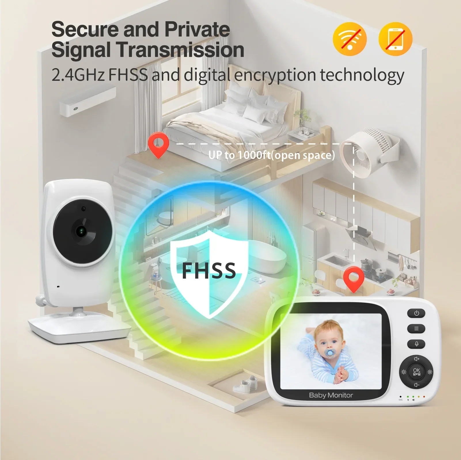 MC632A Portable Two-way Audio WiFi Video Baby Sleep Mon itor with Camera and Night Vision