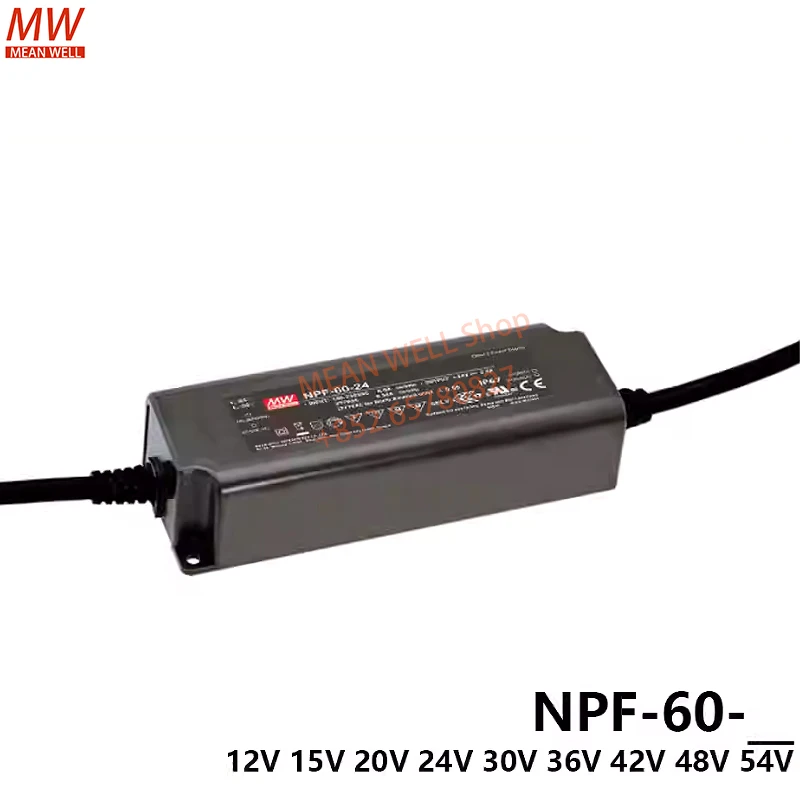 

MEAN WELL водонепроницаемый источник питания NFP-60-12V15V24V36V42V48V54V 60W Постоянное напряжение + с драйвером постоянного тока для светодиода