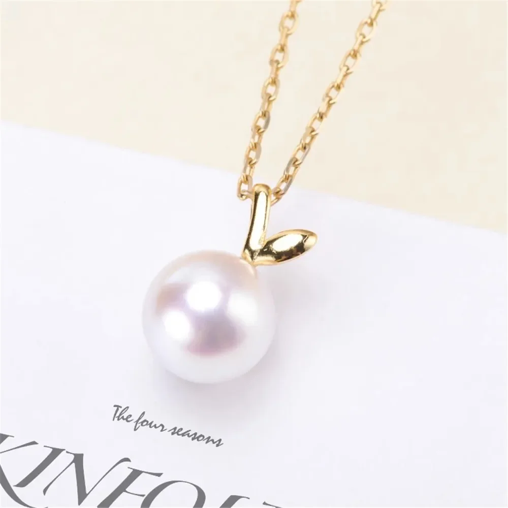 

DIY Pearl Accessories S925 Sterling Silver Pearl Pendant Empty Christmas Apple Necklace Pendant Female Fit 7-9mm Circle D001