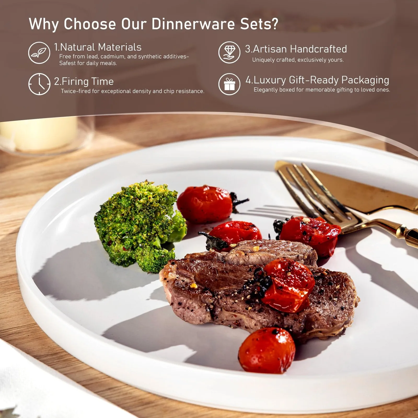 مجموعة أدوات مائدة سيراميك طقم أواني طعام سيراميك بلمسة نهائية غير لامعة لـ 6 أشخاص مع أطباق وأوعية أطباق حجرية متينة مقاومة للرقاقة مثالية