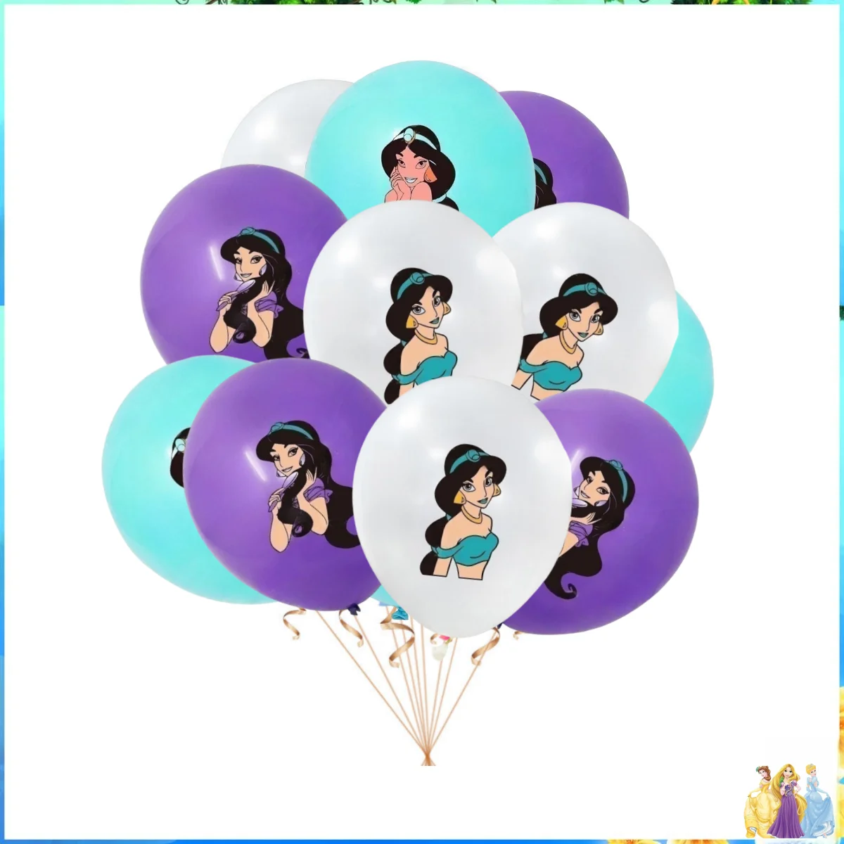 12Pcs Disney Princess Cinderella Latex Balloon Birthday Party Decoration Jasmine Isabella Mermaid Golbols Girls Party Supplies