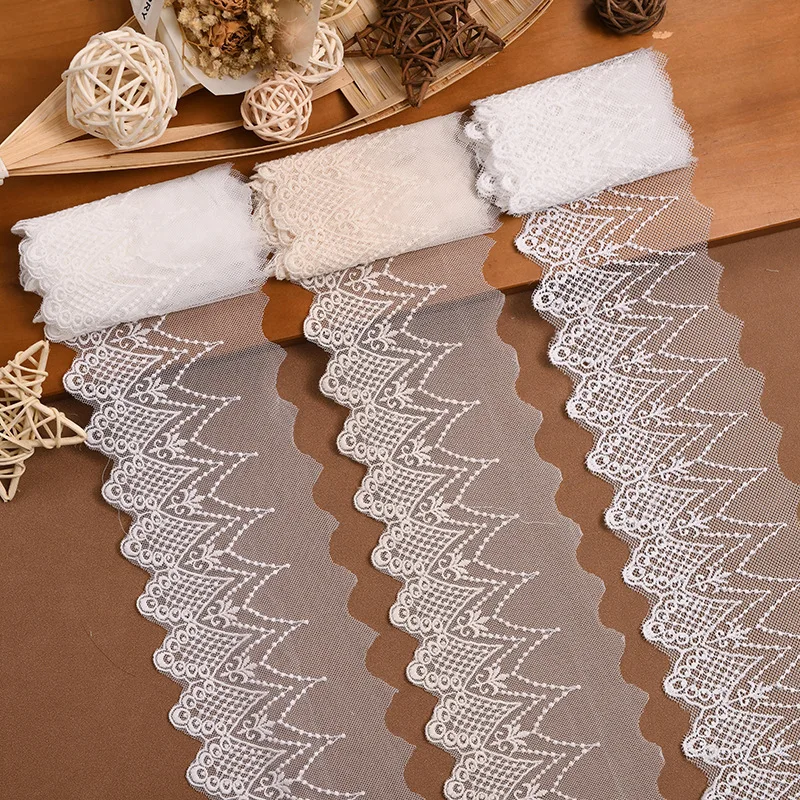 

15 Yards Wavy Edge Embroidery Cotton Flowers Dots Lace Ribbon Handmade Accessories DIY Crafts Handmade Wedding Dress Material