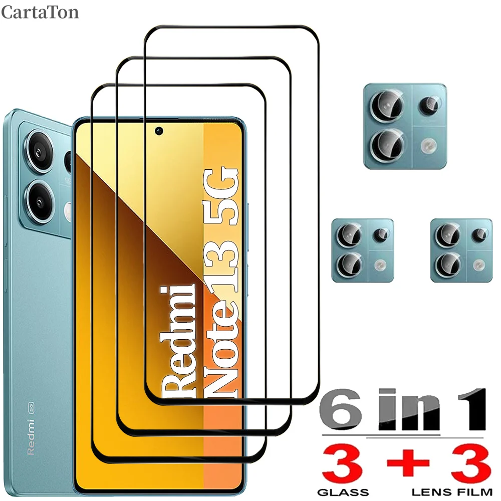 واقي شاشة زجاجي Redmi Note 13 Pro 5G Redmi Note 13 12 11 10 Pro من الزجاج المقسى والعدسة Film Nota 12 Pro Plus Pe