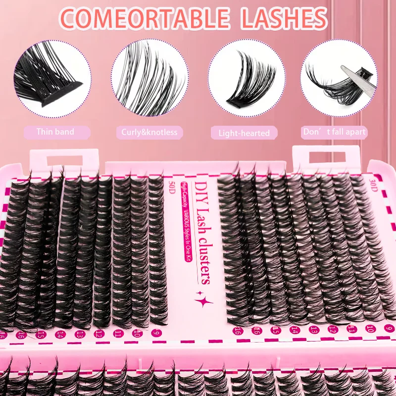 200/700/720 Stück D-Curl Wimpernbüschel mit Werkzeugen, Anfängerfreundliches Hochkapazitäts-Wimpernbuch-Set für Verschiedene Make-up-Looks – Detail 1