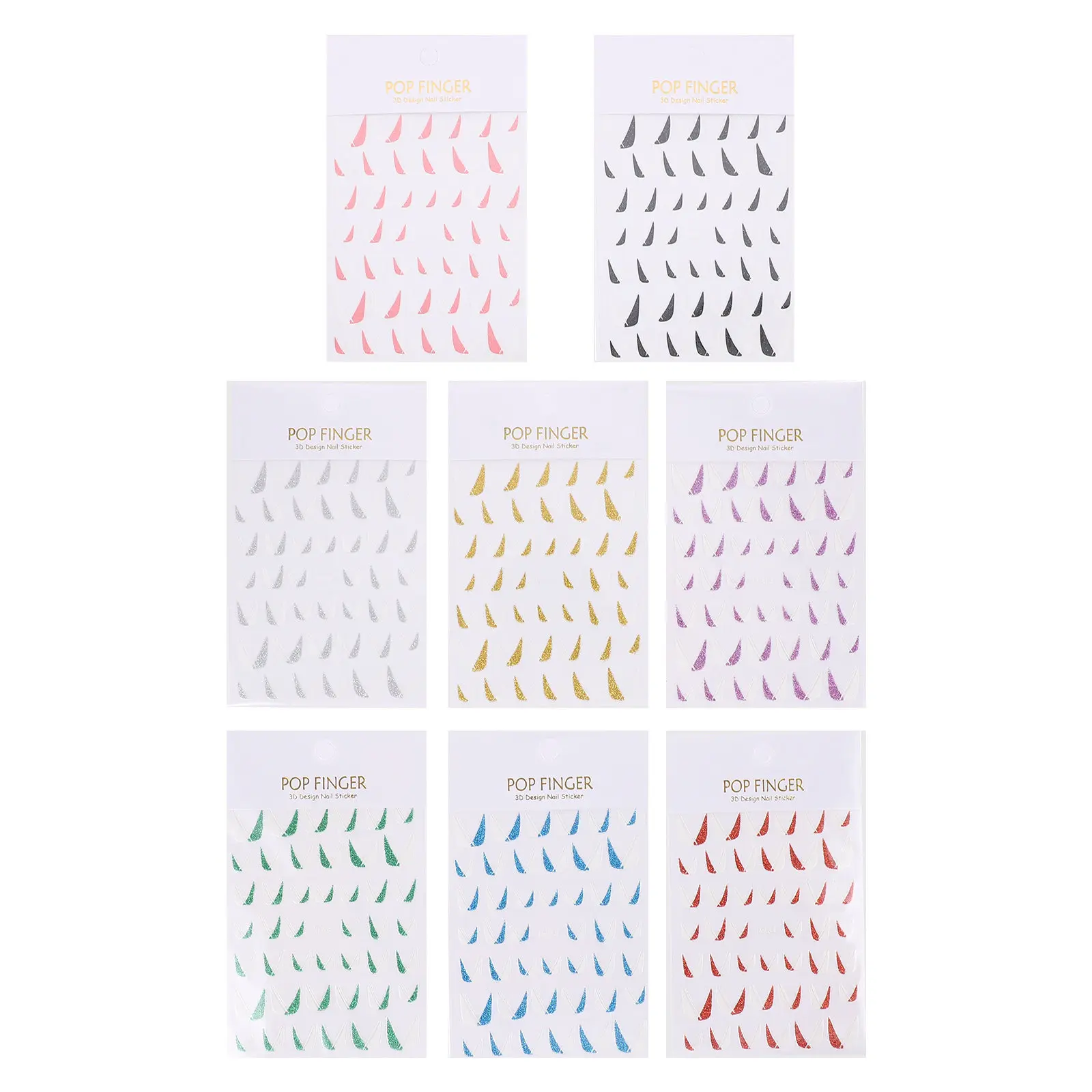 

8 Sheets French Manicure Stickers Glitter U Shape Nail Decals Adhesive Nail Art Design for Acrylic Gel Tips Women Decoration