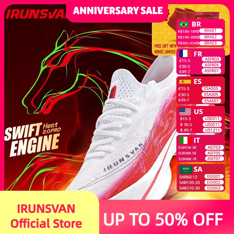 

Кроссовки для бега IRUNSVAN Year of the Horse Limited Edition Heat 2.0 Platinum Carbon Plate, спортивные тренировочные кроссовки для марафона, унисекс098