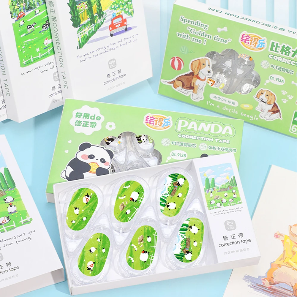 6/8Pcs Set Correction Tape Kawaii Mechanical Cute Design Correction Tape - Perfect for Decorating Diaries and School Supplies