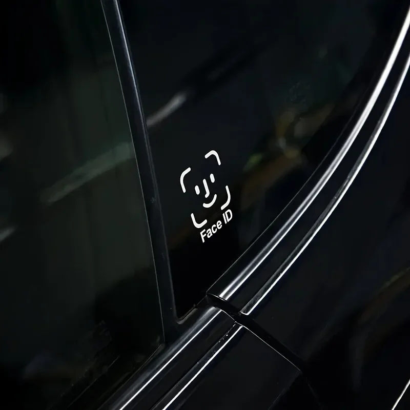 1PC "Face ID Smiley" Car & Motorcycle Sticker, Humorous Tech Design Decal for Auto Moto Styling & Personalization