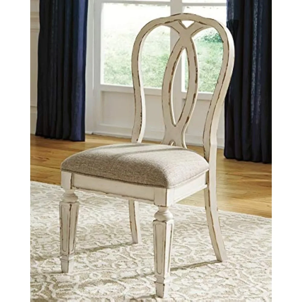 Realyn Dining Room Chair Set of 2, Chipped White, splat back