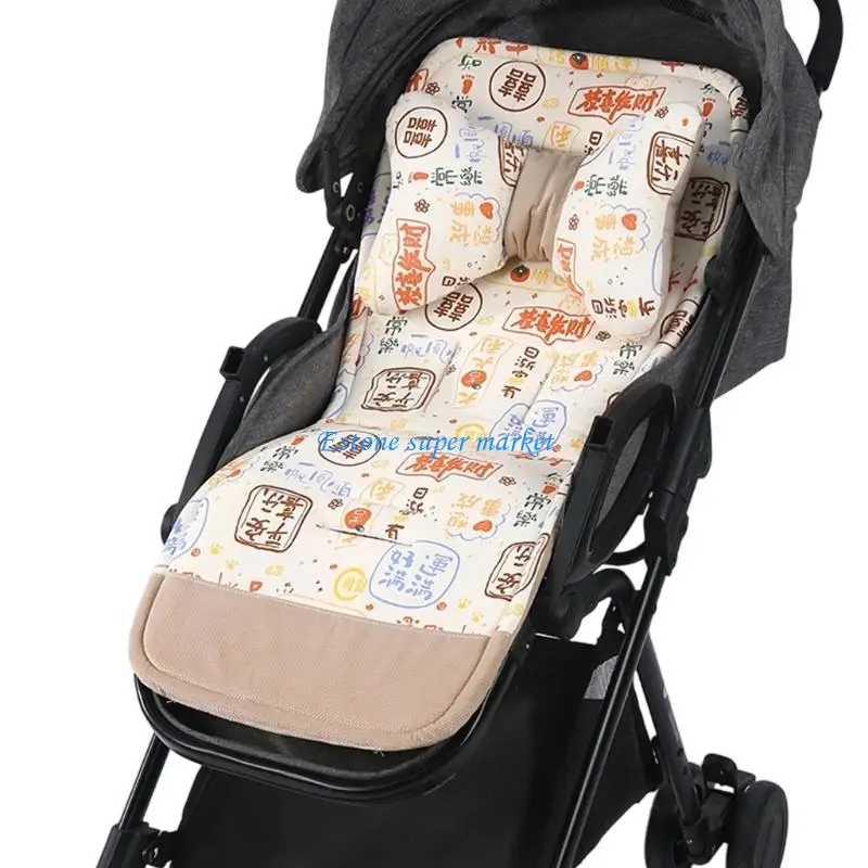 

090B Strollers Liner with Printed Pattern Pushchair Mattress Chair Pad Baby Carriers Cushion Pad Infant Supply