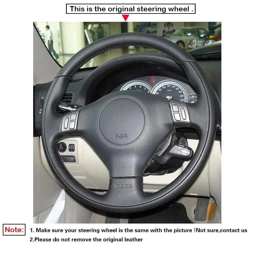 Black Faux Leather Car Steering Wheel Cover for Subaru Forester 2004-2007 Outback Legacy Impreza WRX 2003-2007