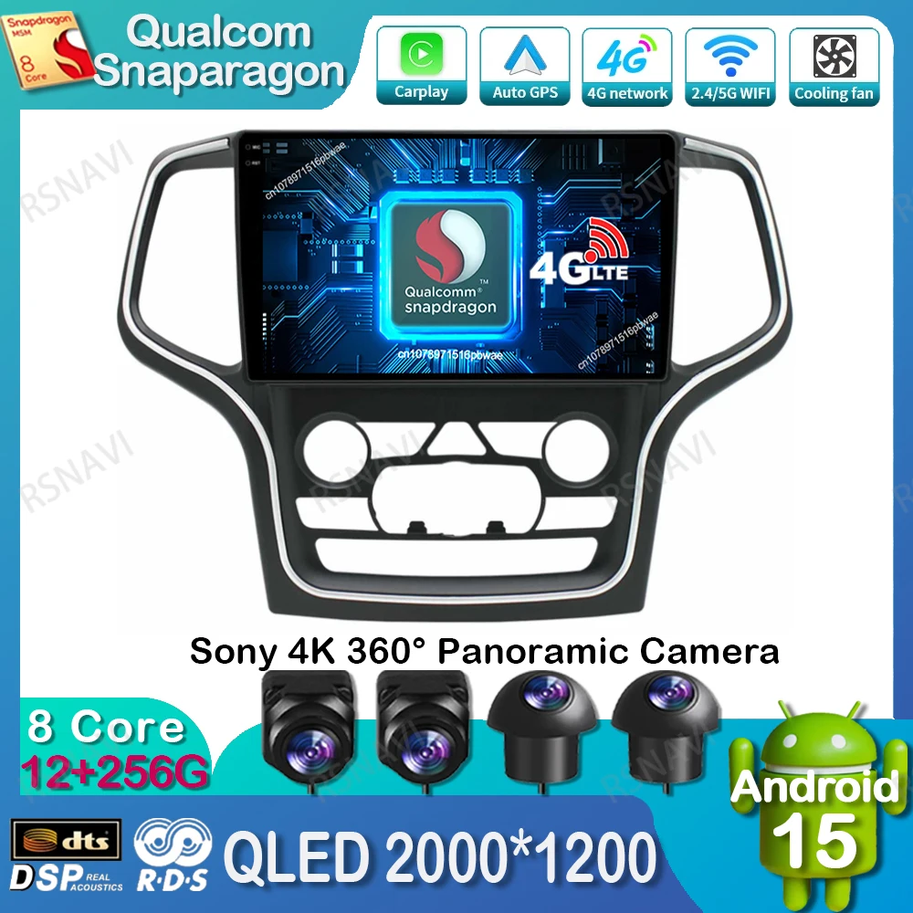 

Android 15 Car Radio For Jeep Grand Cherokee WK2 2014 - 2022 DSP QLED GPS Qualcomm Autoradio Navigation Stereo 5G WIFI Head Unit