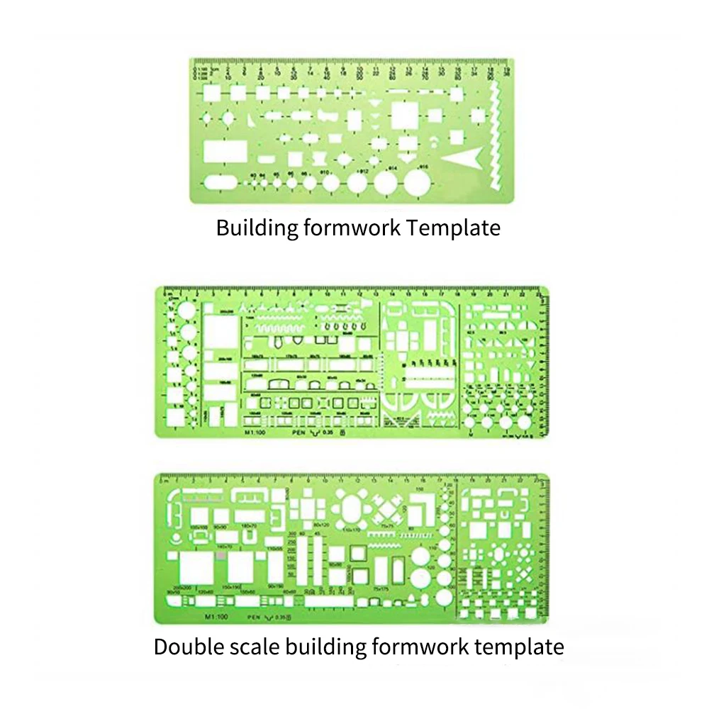 6 PCS Drawing Templates Building Formwork Geometric Design Office Furniture Drawing Measuring Template Ruler for School Office