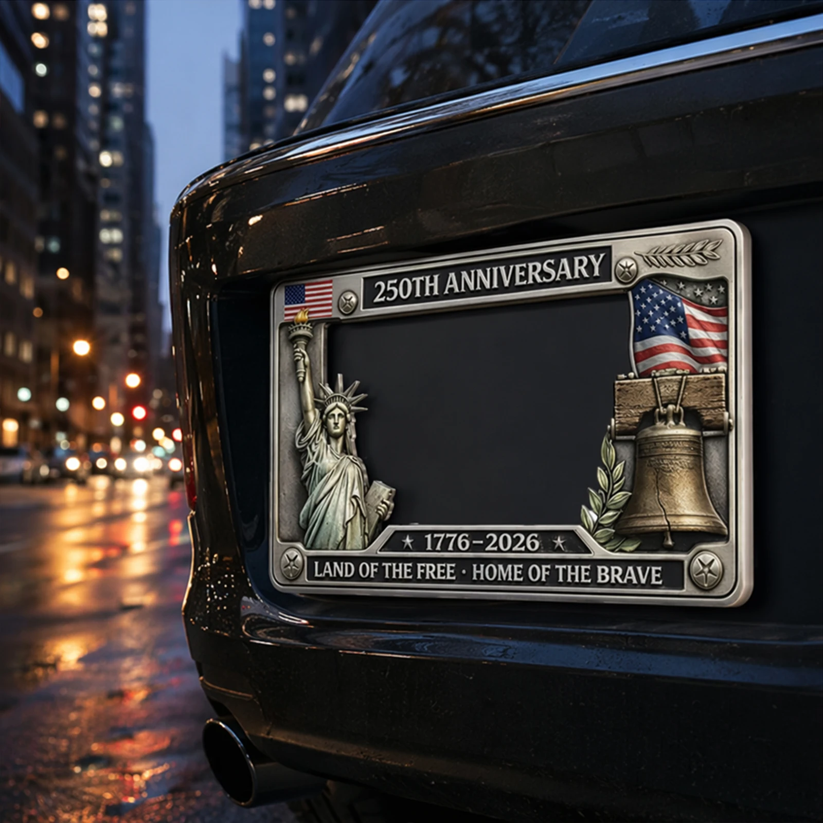 USA Patriotic License Plate Frames Fade-Resistant Metal Patriotic Plates Cover Multi Purpose Car Tag Holder for Cars Decoration