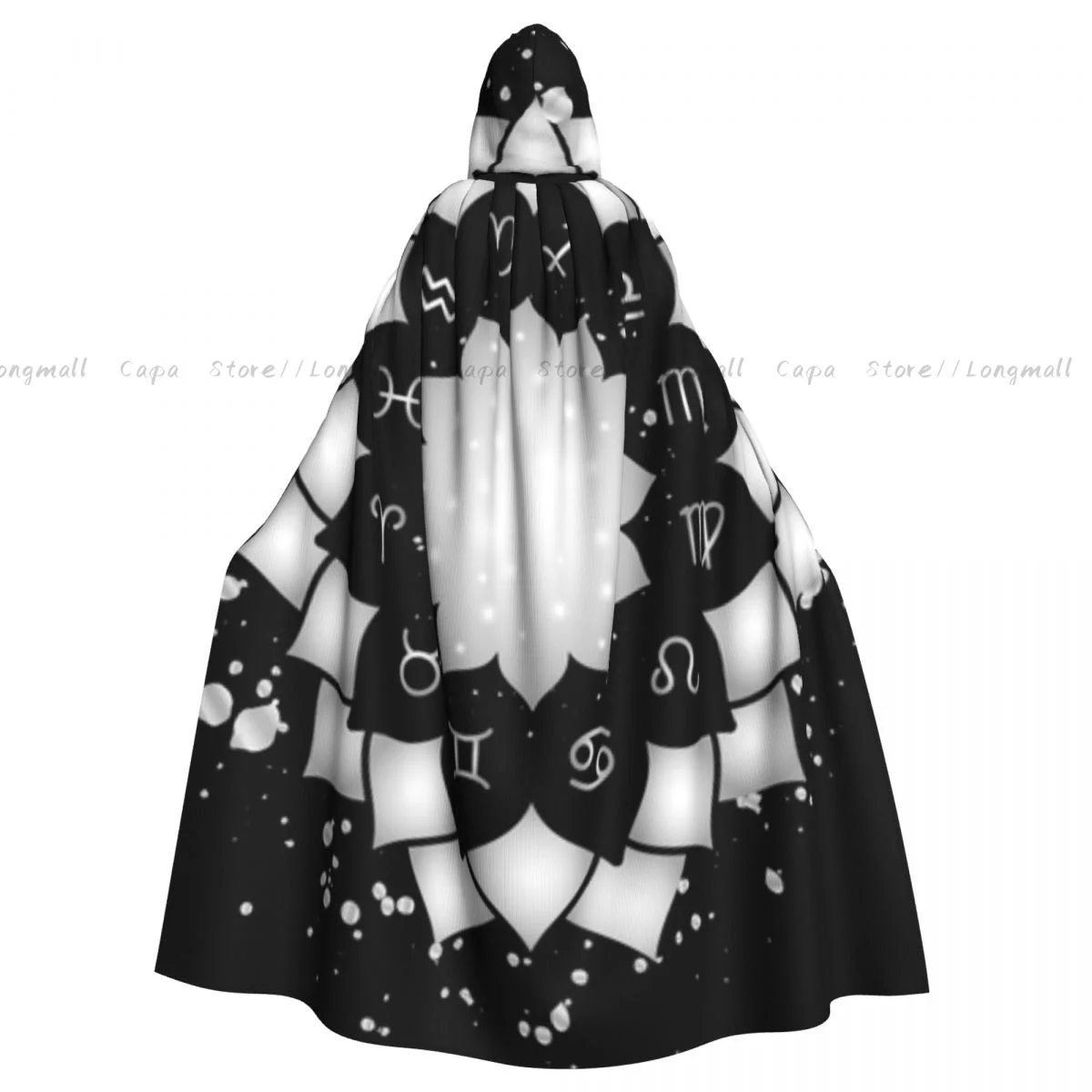 

Astrology Circle With Signs Of Zodiac Hooded Cloak Coat Halloween Cosplay Costume Vampire Devil Wizard Cape Gown Party