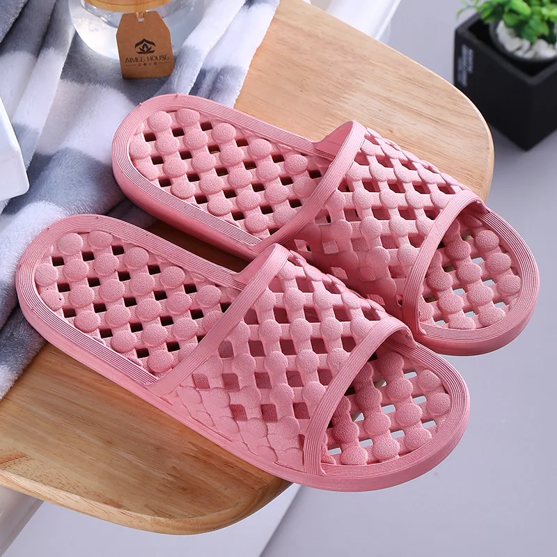 Leaky Non-Slip Summer Men Women Casual Platform Fashion Indoor Simplicity Solid Color Bathroom Rubber Soft Sole Slippers