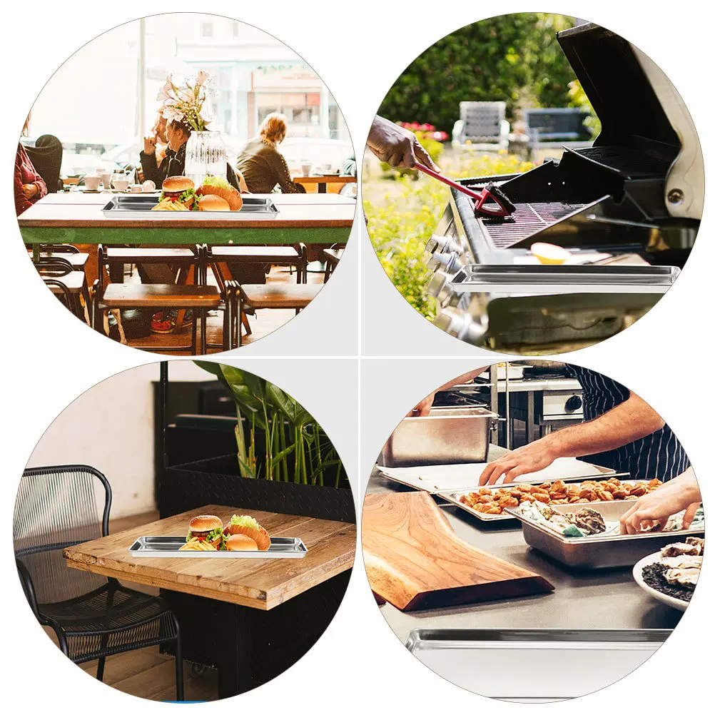 

Rectangular Tray Stainless Steel Polished Finish For Bbq Picnic Camping Dessert Storage Kitchen Serving Platter