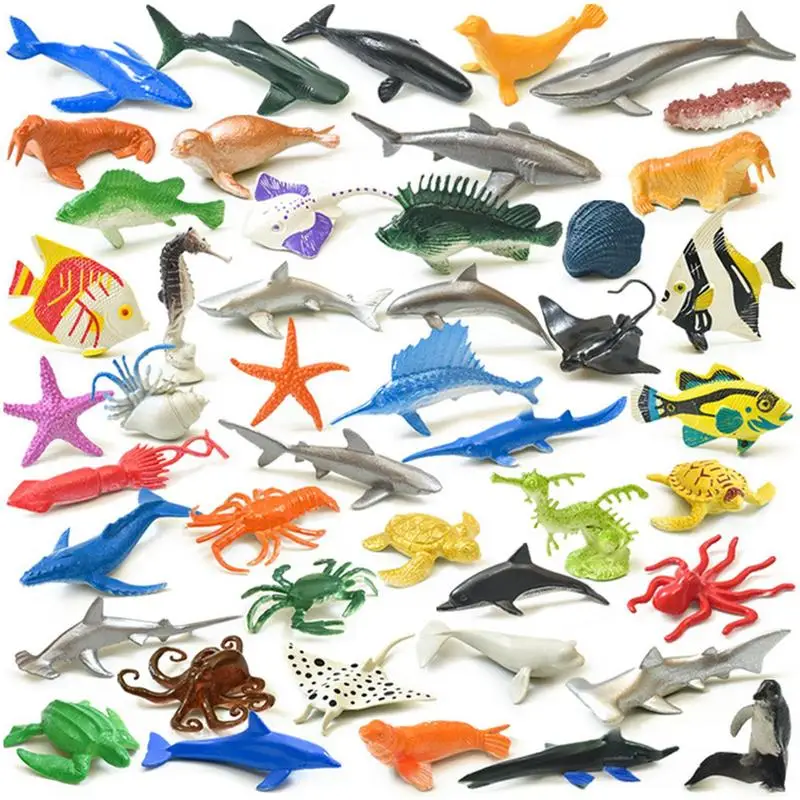 

Sea Creatures Toys 46pcs Realistic Ocean Mini Creature Animals Set Collectible Figures Educational For Preschoolers Study Room