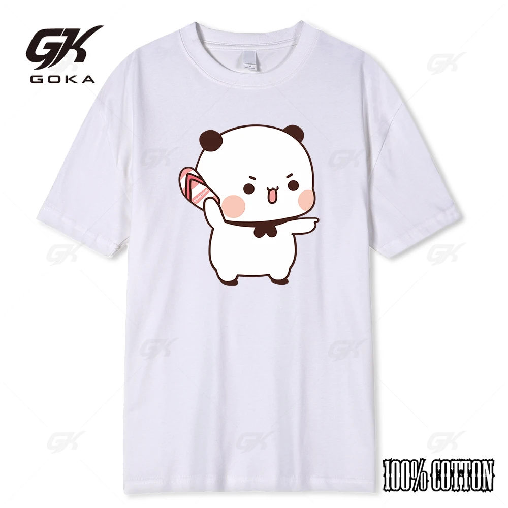 Lovely Bubu Is Throwing Flip-flops At Dudu Since He Teases Bubu T Shirt Bear Tshirt Cotton Male Clothes Men Tops Graphic Shirt