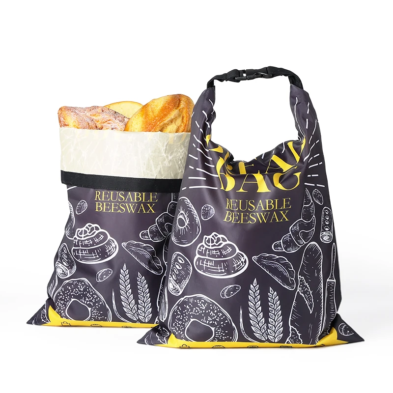 

WEEDI Черный мешок для хлеба из пчелиного воска с застежкой-пряжкой — многоразовый мешок для еды из органического воска для хранения наboju, хлеба и пластика