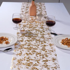 Helle Metalltisch -Korridore, dünner Tischkorridor, Glanz -Paillistin, Blattgitterrolle, Gold, Silber, Geburtstagsfeierdekoration, Hochzeit 8 Hauptverkauf Gold Table Korridor - №7