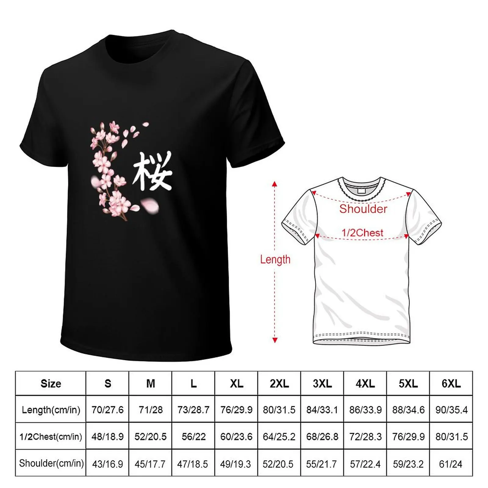 Sakura Flower Cherry Blossom With Japanese Kanji T-Shirt for a boy customs men t shirts high quality